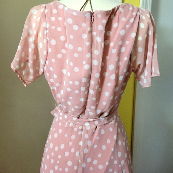New Beautiful R & K Blush Polka-dot A line Dress size 8 - Picture 6 of 14